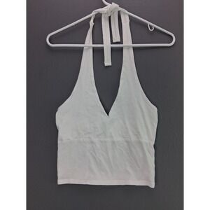 Hollister Halter Top Must-Have Collection Size M White V-Neck Crop Tie Neck